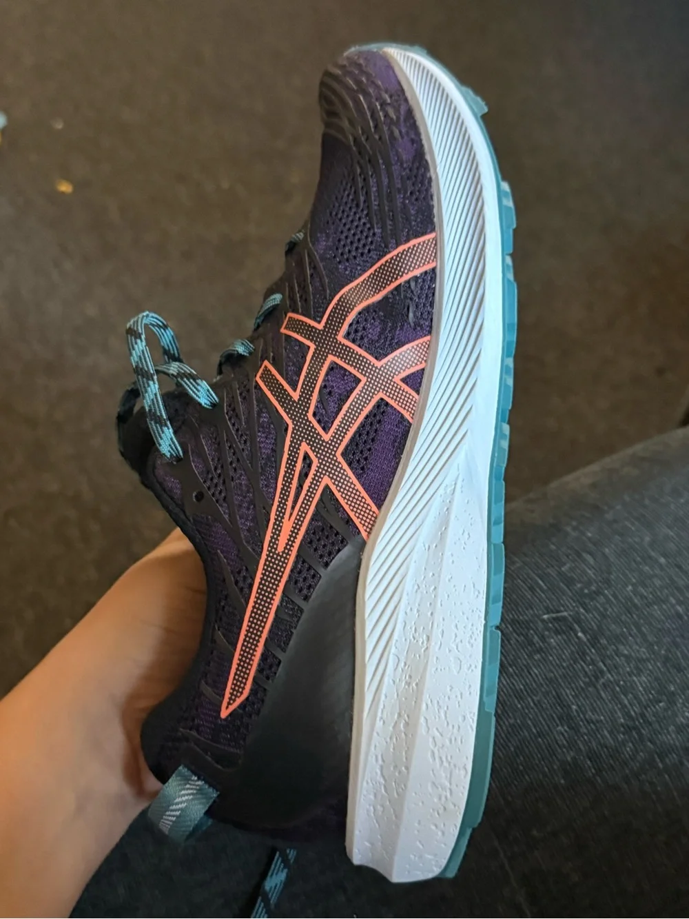 Asics Women's Athletic Shoe in Purple with Coral and Teal Accents